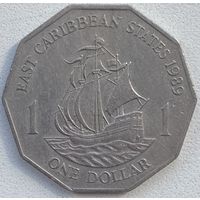 Восточные Карибы (Карибские Штаты) 1 доллар 1989 г. Корабль