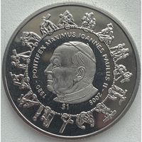 Сьерра-Леоне 1 доллар 2005 г. Иоанн Павел II. Смерть папы. 2 апреля 2005