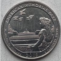 США 25 центов (квотер) 2019 г. D. Американский Мемориальный Парк. Северные Марианские острова