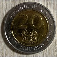 Монета Кения 20 шиллингов, 2010 год. Первый президент Кении Джомо Кениат.