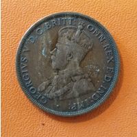 Австралия 1 пенни, 1919 Без точек под нижним свитком и над верхним свитком на реверсе, KM# 23