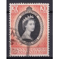 79a.BrKS. Великобритания. Колонии. Кения, Уганда и Танганьика. Коронация Елизаветы II. 1953 г. 20c. Mi.#90.