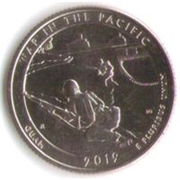 25 центов 2019 г. Парк=48 Национальный монумент воинской доблести  в Тихом океане Гуам Двор D _состояние UNC