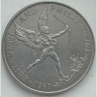Гернси 25 пенсов 1972 г. 25 лет свадьбе Королевы Елизаветы II и Принца Филиппа