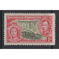 1937 Южная Родезия ** 1d Коронация Георг VI Елизавета,  Водопад Виктория, Паровоз