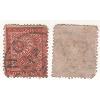 Италия (Mi)  IT 24 2 чентезимо 1865-1898 год Edition De La Rue - Number two with ornaments a rectangular frame ВЗ-корона (3) (m37)