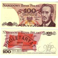 Польша 100 злотых образца 1988 года UNC p143e серия TP