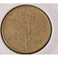 Италия. 20 лир 1957 года.