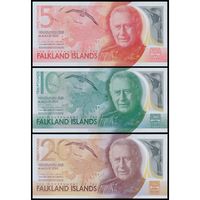 Фолклендские острова набор от 5 до 20 фунтов 2025 года. Типы P-W20, P-W21, P-W22. Состояние UNC
