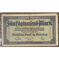 Банкнота 50000 марок. 1923 год. Дрезден. Веймарская республика.