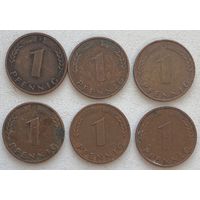 Германия 1 пфенниг 1950 г. J. Цена за 1 шт.