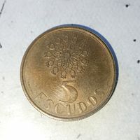 5 эскудо 1986 года Португалия. Португальская Республика. Родная патина!