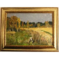 Агапов С.Д "Урожай" Картон, масло. 35х50 см.1960-е г.