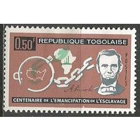 Республика Того. 100-летие освобождения американских рабов. 1964г. Mi#407.