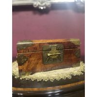 Старинная шкатулка, ручная работа, латунь, дерево, Китай, много лотов с рубля