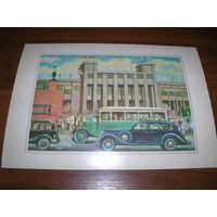 Семенов Москва 15 1979 год Соцреализм Стадион Динамо Ретро авто большой формат чистая