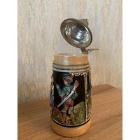 Пивная кружка с крышкой. Германия. Прощание с егерем.