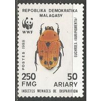 Республика Мадагаскар. Насекомые. Бронзовка. 1988г. Mi#1159.