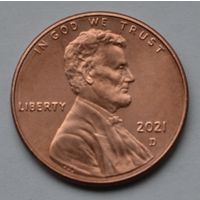 США, 1 цент 2021 г. D
