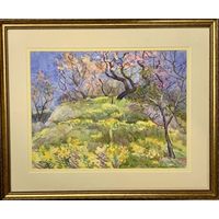 Доморад В.А "Весна в горах", 1987г., акварель. Размер 35,5х46,5 см.