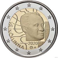 2 евро 2020 Финляндия 100 лет со дня рождения Вяйнё Линна UNC из ролла