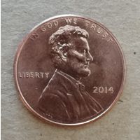 США 1 цент 2014 год , без отметки МД , KM# 468 ю