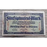 Werty71 Германия 50000 марок 1923 банкнота Саксонский банк в Дрездене