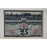 1920 год 25 пфеннигов  Германия