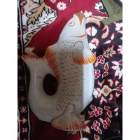 Коньячный набор Рыбки Полонский завод Графин с пробкой+3 стопки (1 со сколом)