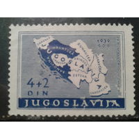 Югославия, 1940. Карта Югославии. Mi-4,0 евро гаш.