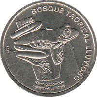 Коста-Рика 50 колонов, 2023 Тропическая сельва. Красноглазая квакша UNC