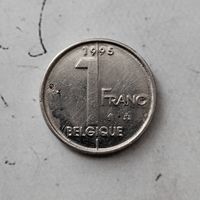 1 франк 1995 года Бельгия (надпись на французском "BELGIQUE"). Король Альберт 2.