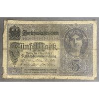 Банкнота 5 марок 1917 год. Германская империя. С рубля без МЦ.
