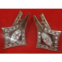 Серьги, серебро высокой пробы, вставка из золота. Полудрагоценные камни. Старый Киев. Сдержанный люкс