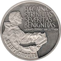 Нидерланды 2.5 ЭКЮ, 1990 650 лет со дня рождения Герта Гроте UNC