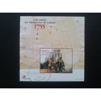 Португалия, 2005. 250 лет Лиссабонского землетрясения, блок. Mi-5,8 евро гаш.