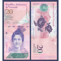 Венесуэла, 20 боливаров 2014 г., P-91g (серия AA, героиня войны Мария Луиза Касерес Диас де Арисменди), UNC