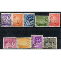Британские колонии - Сейшелы - 1954г. - фауна, флора, национальные мотивы, королева Елизавета II - 9 марок - гашёные. #3-WB-100-KS-5