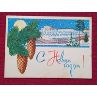С Новым Годом! Белорусская открытка. Зеленов 1965 г. Чистая.