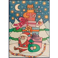 Сюжетная новогодняя открытка. Н.Илларионова. Россия.