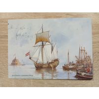 О-12. ПОДПИСАННАЯ ОТКРЫТКА. РОССИЯ. ПАРУСНИК. ХУД. А. ТРОНЬ.