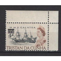 Тристан да Кунья /Tristan da Cunha 1967** Парусный Корабль Новый номинал Елизавета II  SG#108
