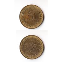 5 пфеннигов Германия 1981 года(J)