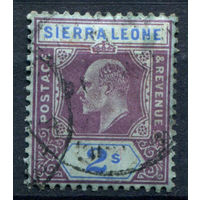 Британские колонии - Сьерра-Леоне - 1907/10г. - король Эдуард VII, 2 Sh - 1 марка - гашёная с клеем [Mi 78]. #4-B5-126-A-1
