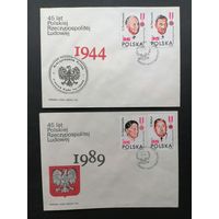 Польша 1989 Два КПД с полной серией марок "45 лет Польской народной Республике: орденоносцы" (спецгашение) Mi.3207-3210 каталог 1.20 евро