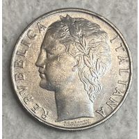 Монета 100 лир, 1955 год, Италия. С рубля без МЦ.