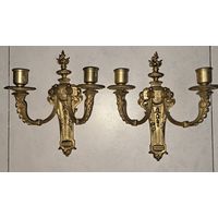 Настенные подсвечники.19 в. Франция Ампир. Бронза позолота.