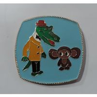 Значок "Крокодил Гена и чебурашка" СССР. Размер 4.5-4.5 см. Алюминий. Редкий!
