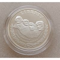 США 1 доллар, 1991. 50 лет Национальному мемориалу Рашмор