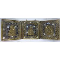 Складень Деисус Поясной, трёхстворчатый, эмали.